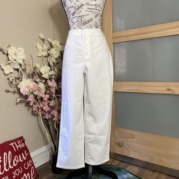 Nine West White High Rise Straight Leg Women's Jeans Size 10 Multi Button Close - Picture 1 of 7